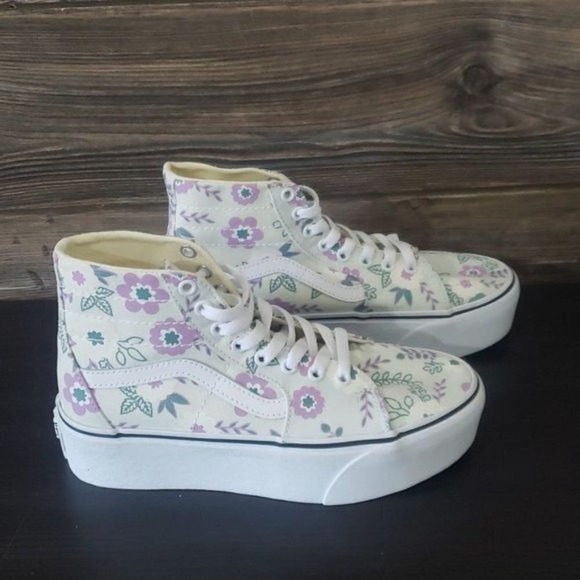 New Vans Sk8 Hi Tapered Pastel Floral‎ High Top Sneakers Womens 10 Fairy Grunge - Picture 4 of 9